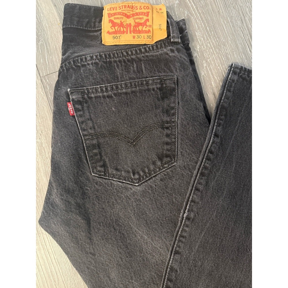 Levis Womens Jeans 501 Black W30 L30 Vintage 2006 Authentic Button Fly